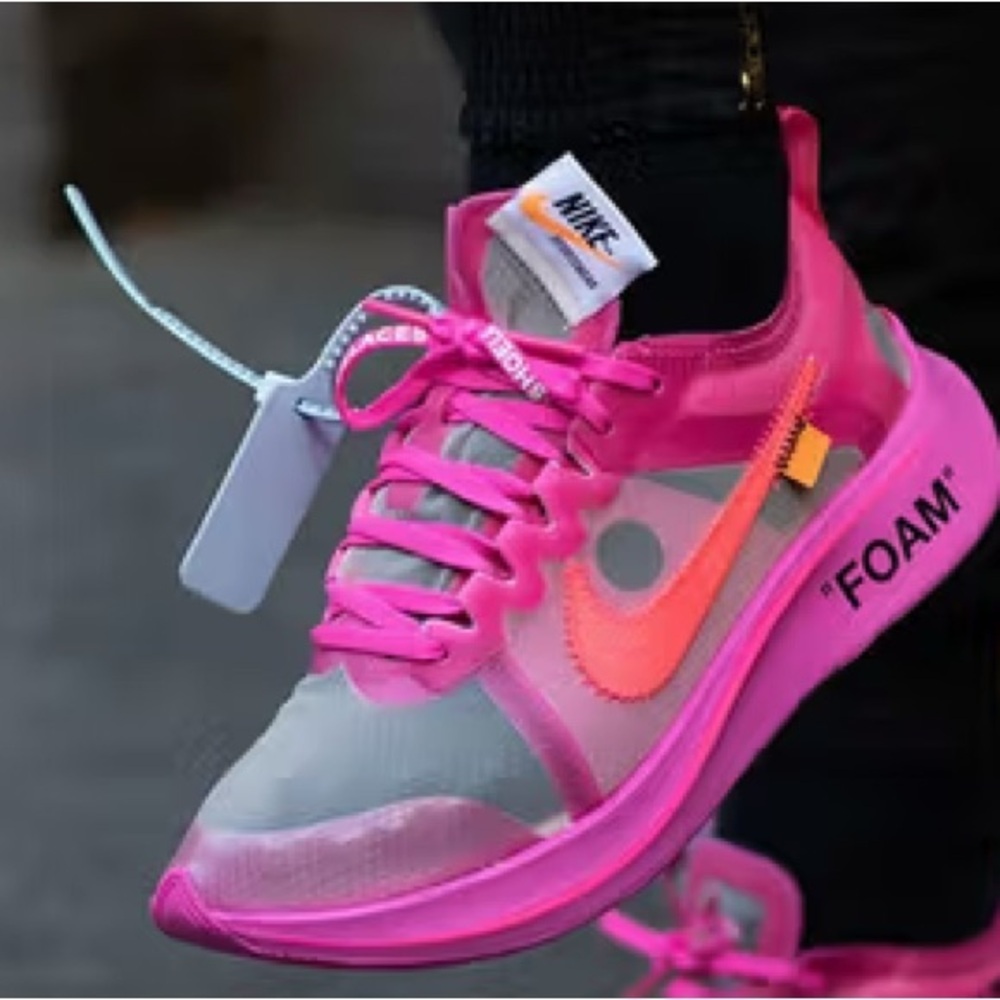 Nike x Off-White Zoom Fly Sneaker Pink US 9.5 AJ4588-600 Streetwear Collector - Picture 3 of 13
